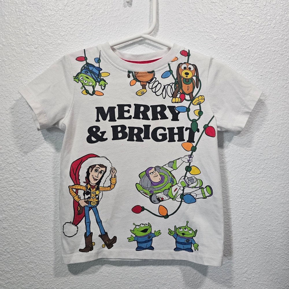 Pixar Toy Story Merry & Bright Christmas Graphic Tee White 2T Epic Threads